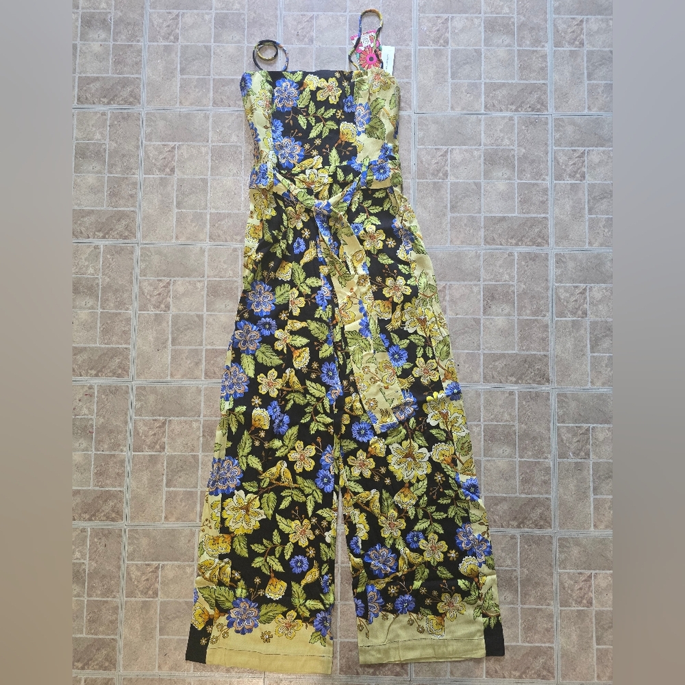 NWT FARM Rio x Anthropologie Square-Neck Floral Jumpsuit Medium - Picture 4 of 6